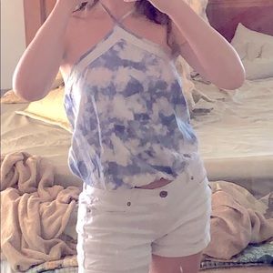 🌸2 for $12 Hollister white & blue cloud Halter top